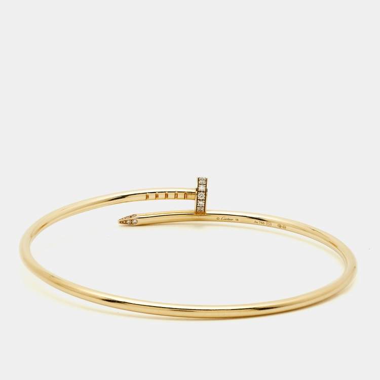 Pre Owned Cartier Juste Un Clou Diamonds 18k Yellow Gold Small Model Bracelet 18