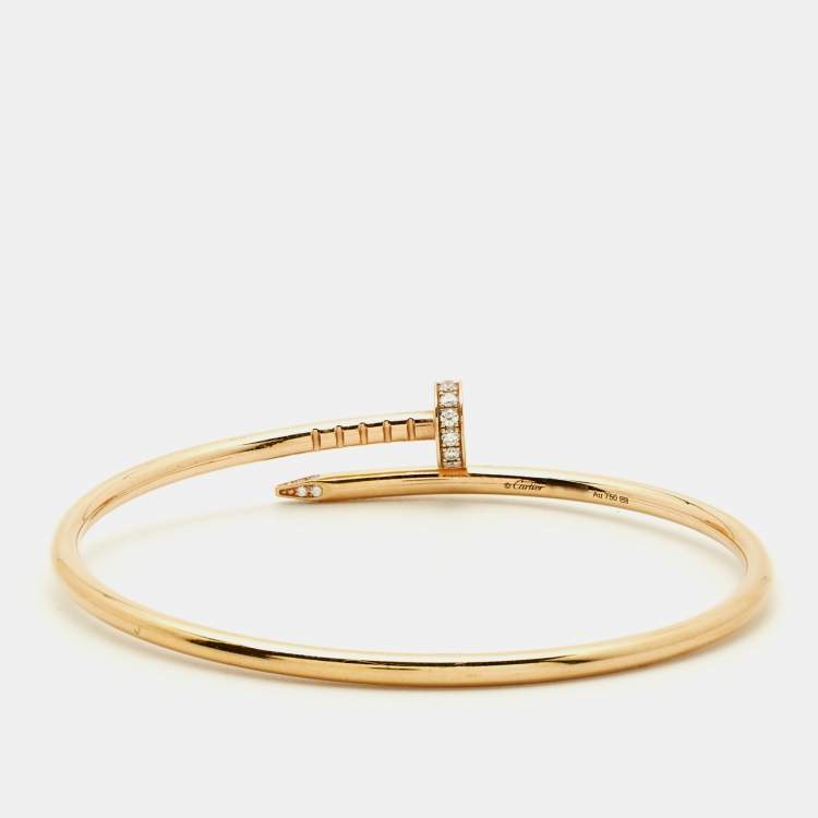 Pre Owned Cartier Juste Un Clou Diamonds 18k Rose Gold Small Model Bracelet 15