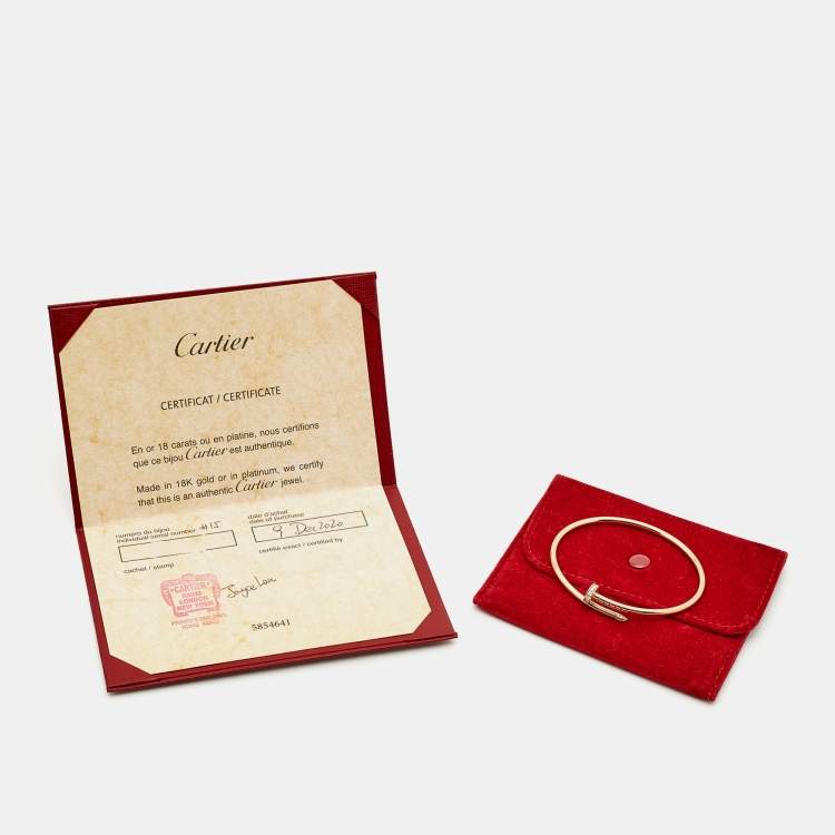 Pre Owned Cartier Juste Un Clou Diamonds 18k Rose Gold Small Model Bracelet 15