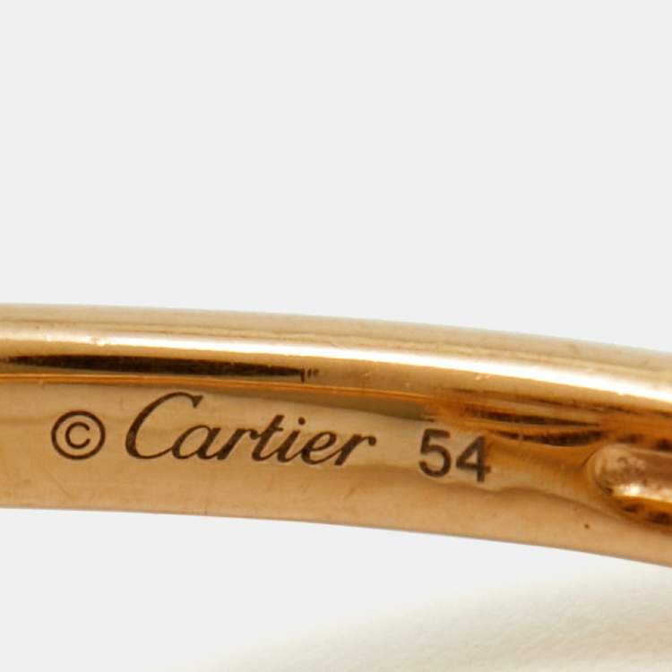 Pre Owned Cartier Amulette De Cartier Onyx Diamond 18k Rose Gold Ring Size 54