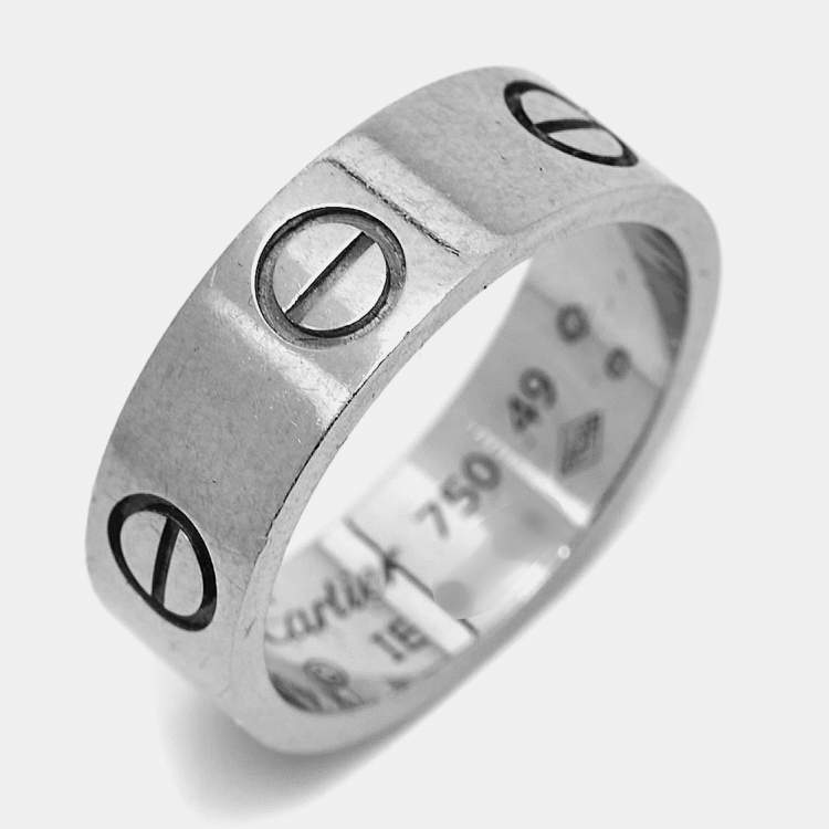 Pre Owned Cartier Love 18k White Gold Rings Size 49