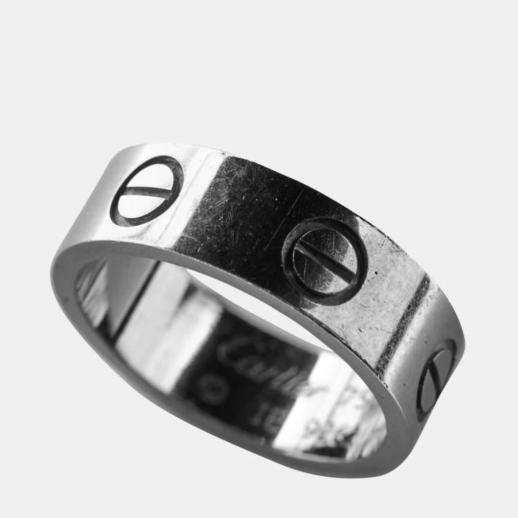 Pre Owned Cartier Love 18k White Gold Rings Size 49