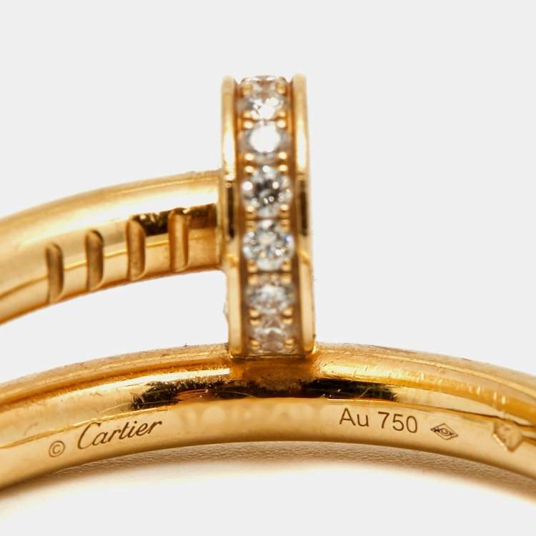 Pre Owned Cartier Juste Un Clou Diamonds 18k Yellow Gold Ring Size 57