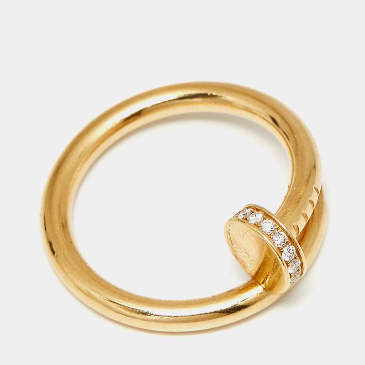 Pre Owned Cartier Juste Un Clou Diamonds 18k Yellow Gold Ring Size 57