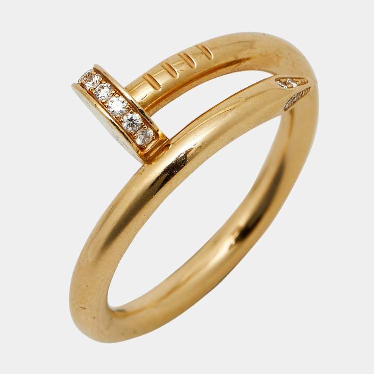 Pre Owned Cartier Juste Un Clou Diamonds 18k Yellow Gold Ring Size 57