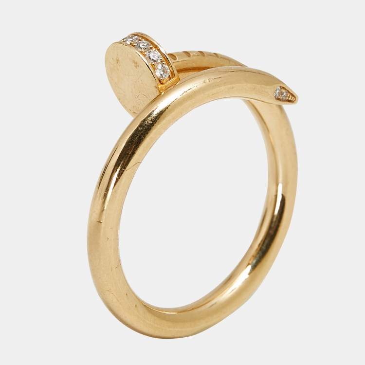 Pre Owned Cartier Juste Un Clou Diamonds 18k Yellow Gold Ring Size 57