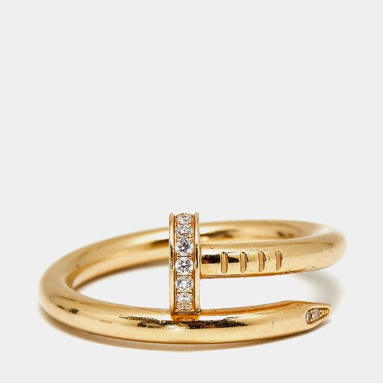 Pre Owned Cartier Juste Un Clou Diamonds 18k Yellow Gold Ring Size 57