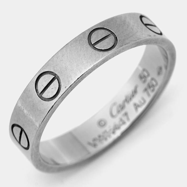 Pre Owned Cartier Love 18k White Gold Small Model Band Ring Size 50