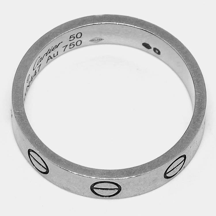 Pre Owned Cartier Love 18k White Gold Small Model Band Ring Size 50