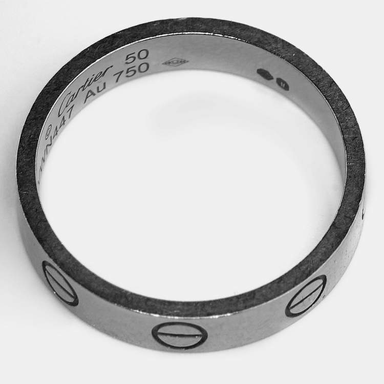 Pre Owned Cartier Love 18k White Gold Small Model Band Ring Size 50