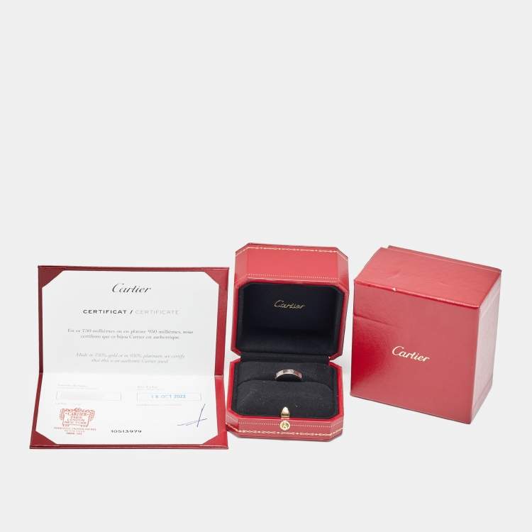 Pre Owned Cartier Love 18k White Gold Small Model Band Ring Size 50