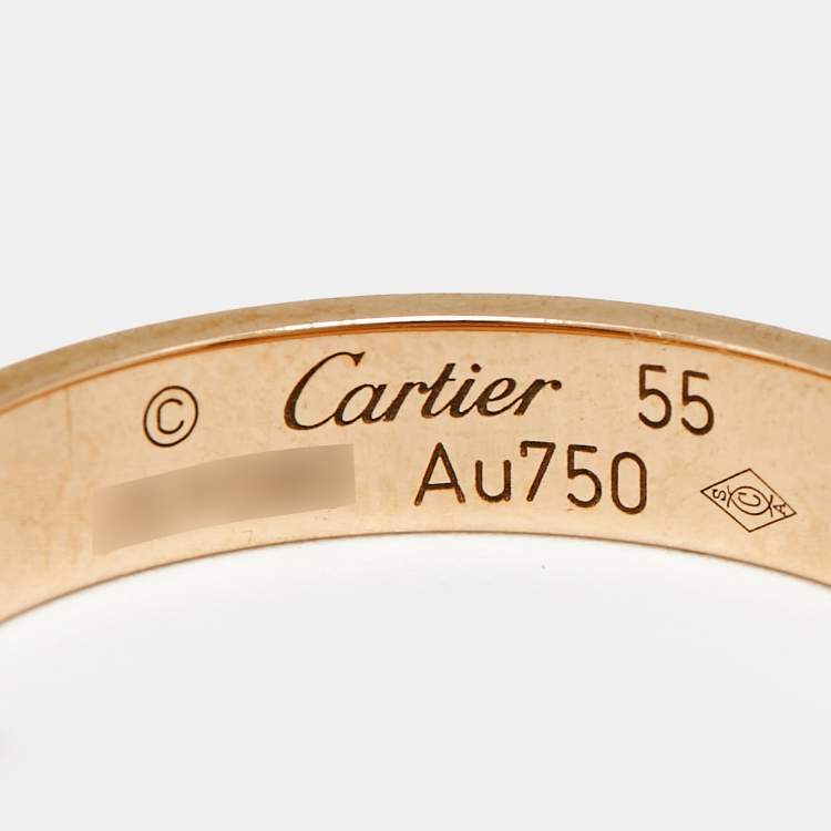 Pre Owned Cartier Love 18k Rose Gold Small Model Ring Size 55
