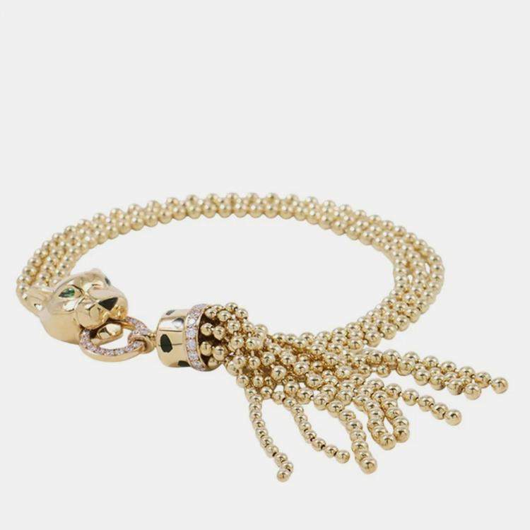 Pre Owned Cartier Panthere De Cartier 18K Yellow Gold, Diamond Chain Bracelet