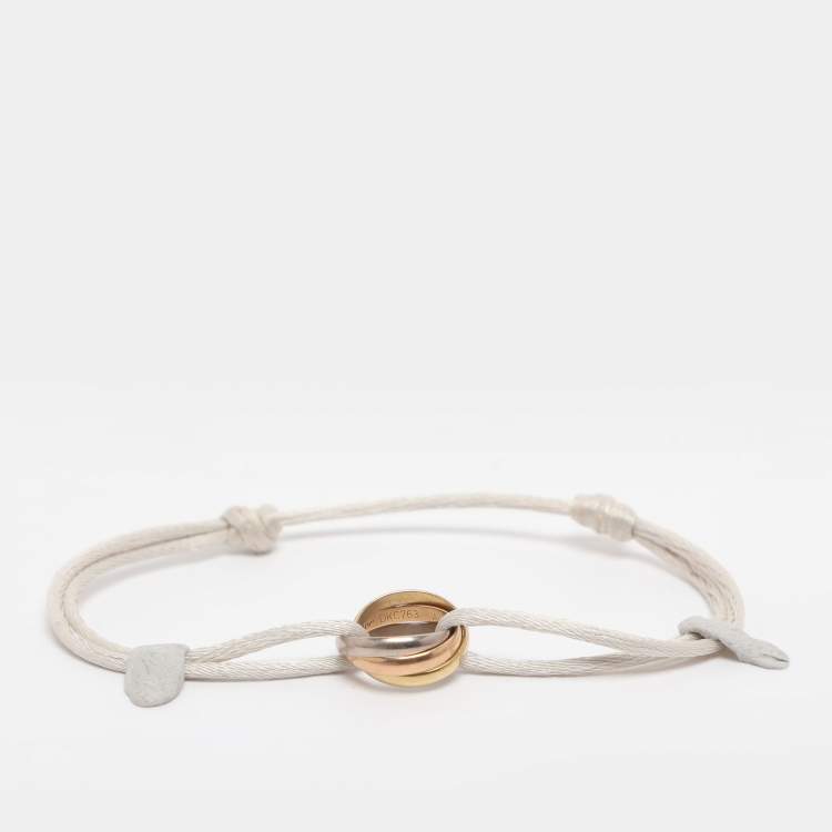 Pre Owned Cartier Trinity 18K Three Tone Gold Adjustable Cord Bracelet