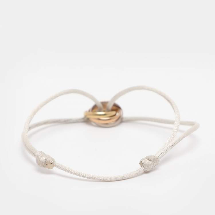 Pre Owned Cartier Trinity 18K Three Tone Gold Adjustable Cord Bracelet