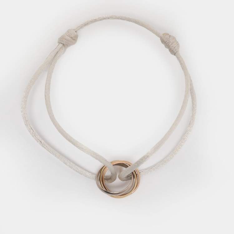 Pre Owned Cartier Trinity 18K Three Tone Gold Adjustable Cord Bracelet