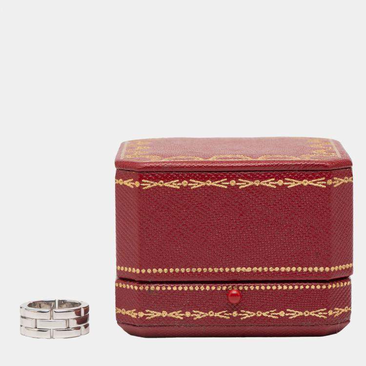 Pre Owned Cartier 18K White Gold Triple Row Maillon Panthère Ring