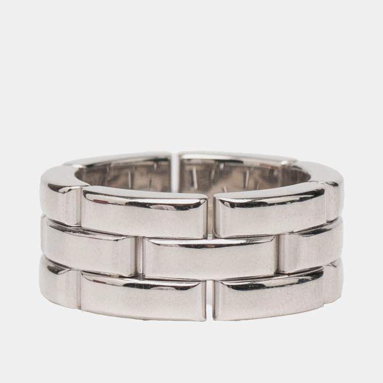 Pre Owned Cartier 18K White Gold Triple Row Maillon Panthère Ring