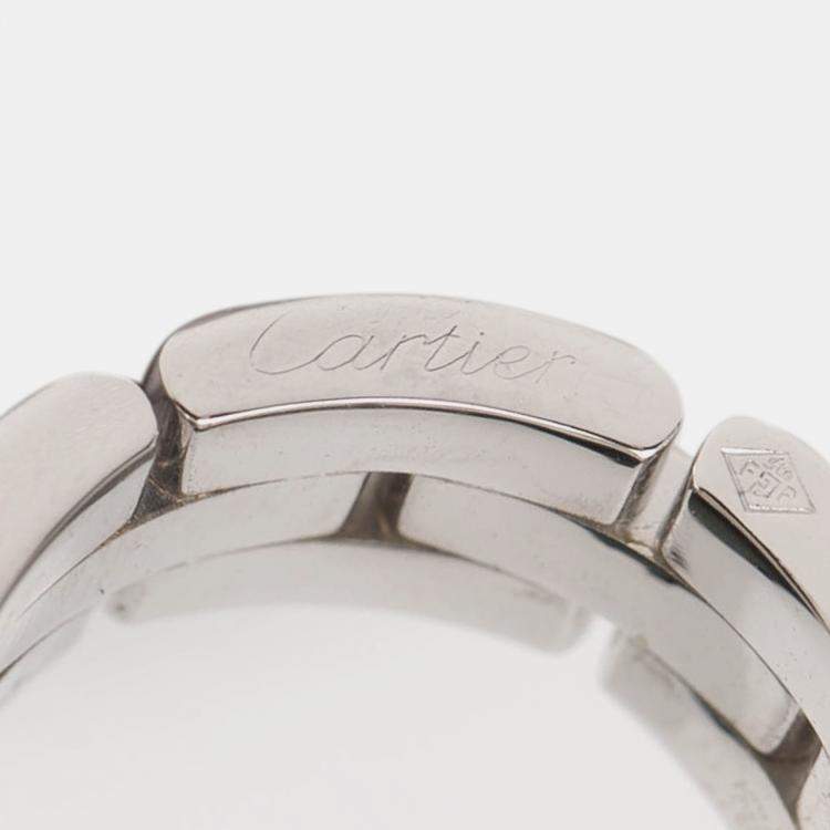 Pre Owned Cartier 18K White Gold Triple Row Maillon Panthère Ring
