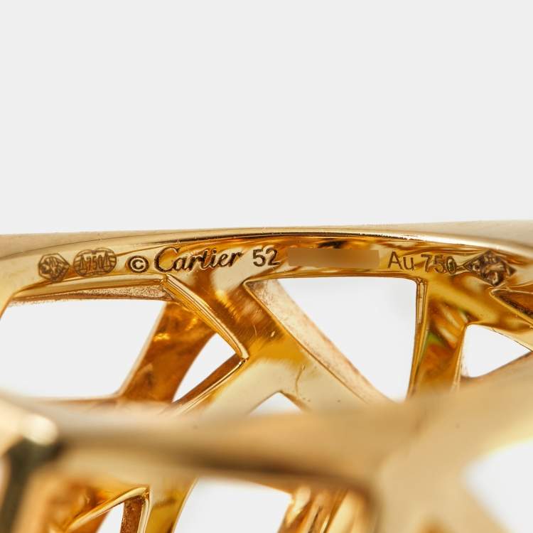 Pre Owned Cartier Panthere De Cartier Multi Gemstones 18k Yellow Gold Ring Size 52
