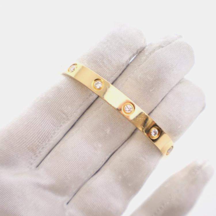 Pre Owned Cartier Classic Model 10 Diamond Love Bracelet Sz 16