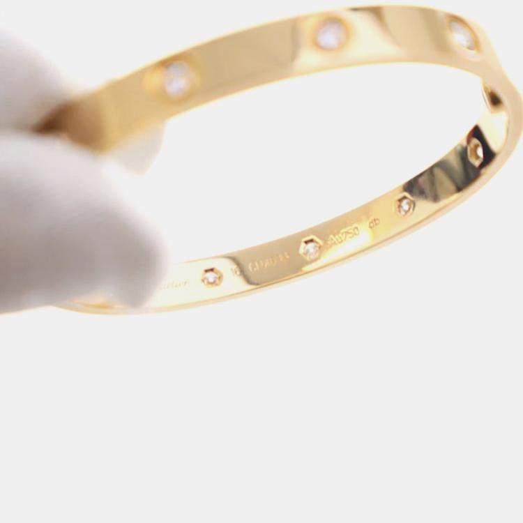 Pre Owned Cartier Classic Model 10 Diamond Love Bracelet Sz 16