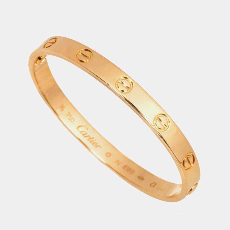 Pre Owned Cartier Love 18K Pink Gold Bracelet Size 16