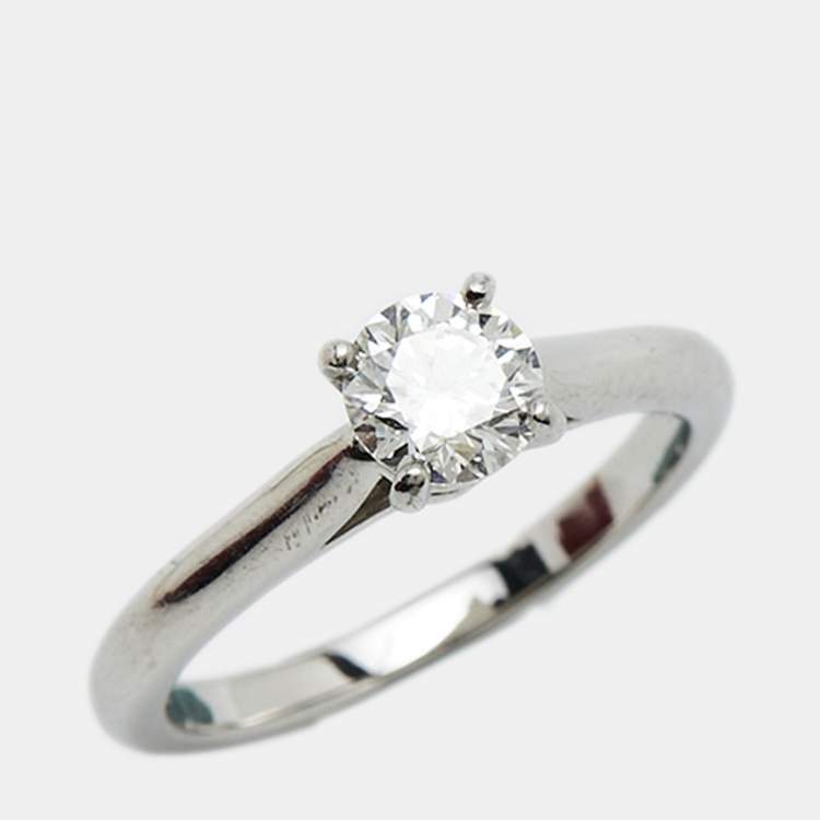 Pre Owned Cartier Solitaire 1895 0.52ct Solitaire Diamond Platinum Ring Size 48