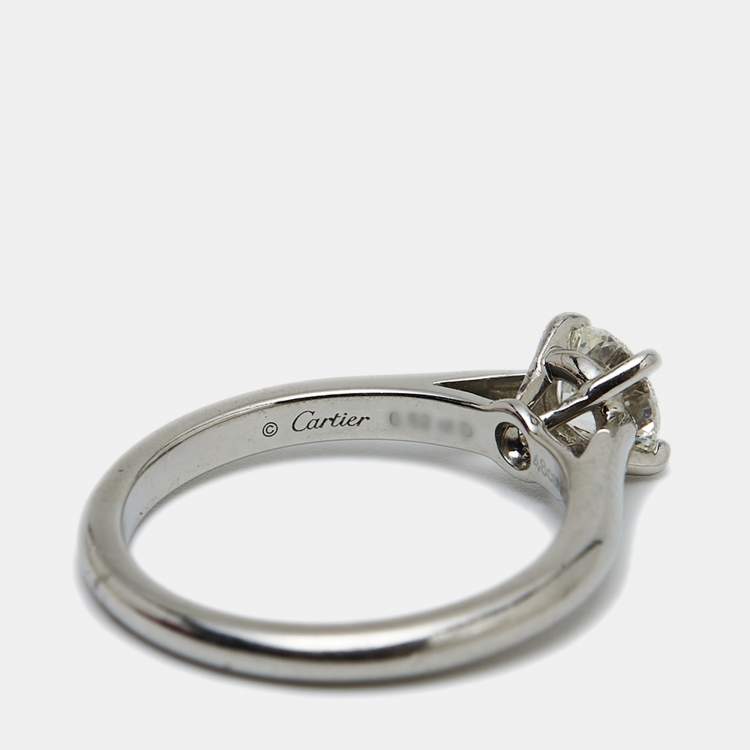 Pre Owned Cartier Solitaire 1895 0.52ct Solitaire Diamond Platinum Ring Size 48