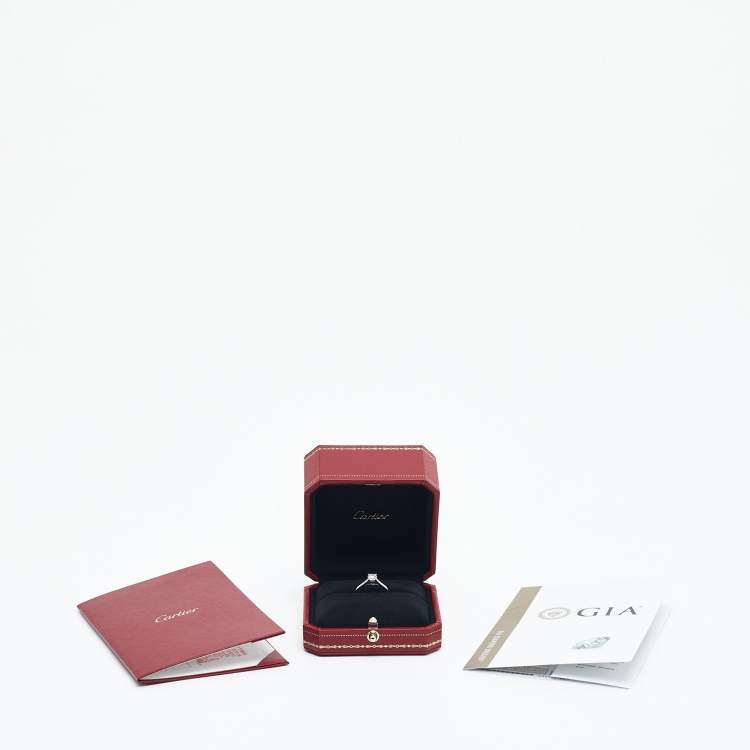 Pre Owned Cartier Solitaire 1895 0.52ct Solitaire Diamond Platinum Ring Size 48