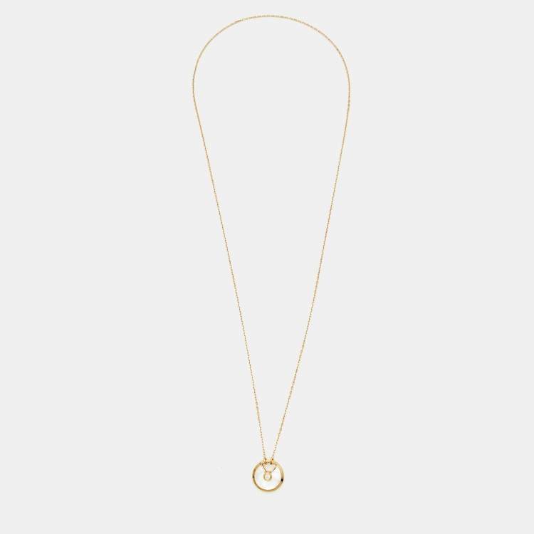 Pre Owned Cartier Amulette De Cartier Mother of Pearl Diamond 18k Yellow Gold Small Model Necklace