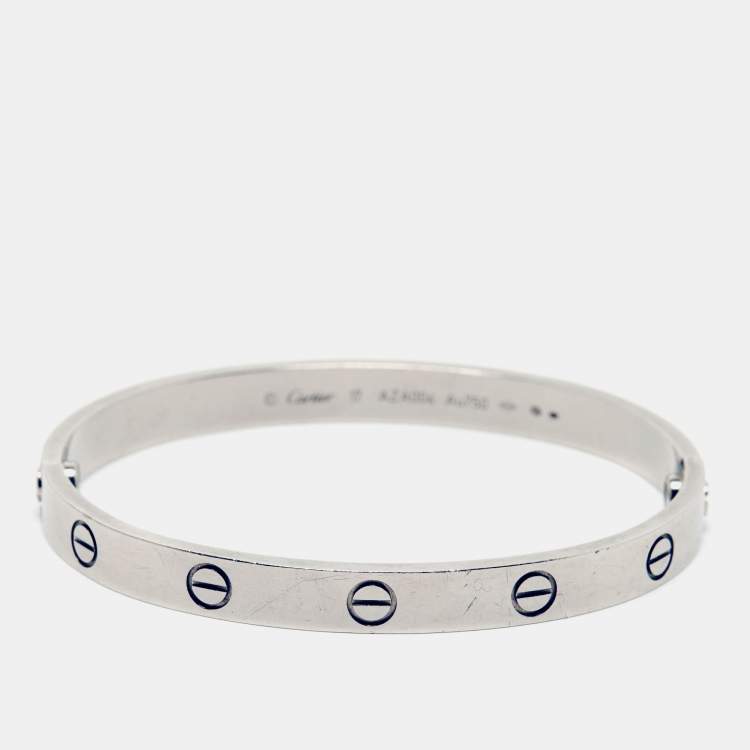 Pre Owned Cartier Love 18k White Gold Classic Model Bracelet 17