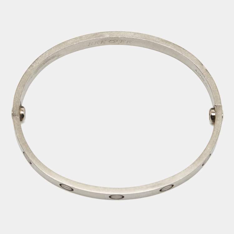 Pre Owned Cartier Love 18k White Gold Classic Model Bracelet 17