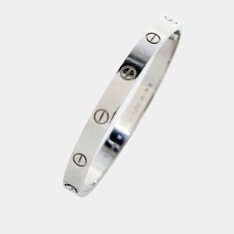 Pre Owned Cartier Love 18k White Gold Classic Model Bracelet 17