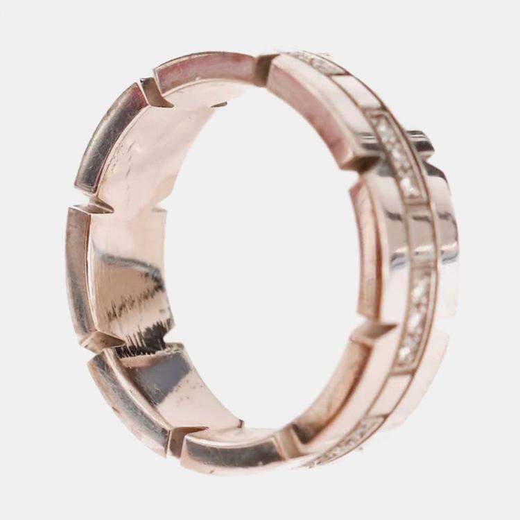 Pre Owned Cartier Tank Francaise 18K White Gold and Diamond Band Ring EU 55