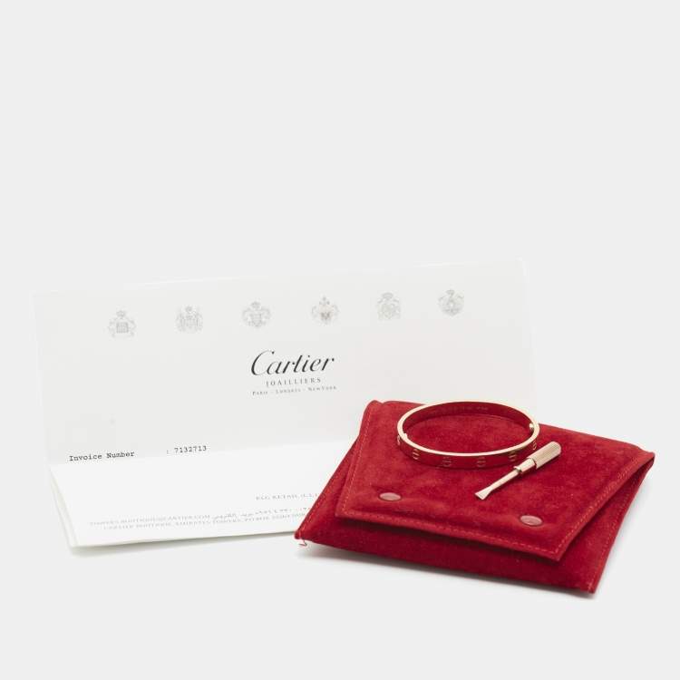 Pre Owned Cartier Love 18k Rose Gold Classic Model Bracelet 16 