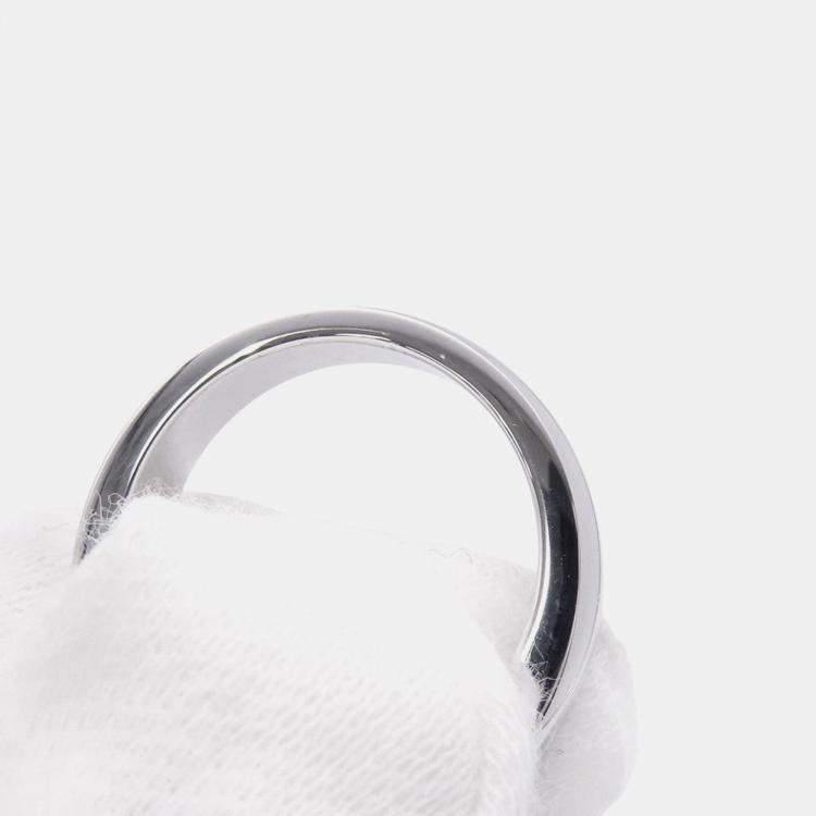 Pre Owned Cartier Double C De Cartier 18K White Gold and Diamond Band Ring EU 51