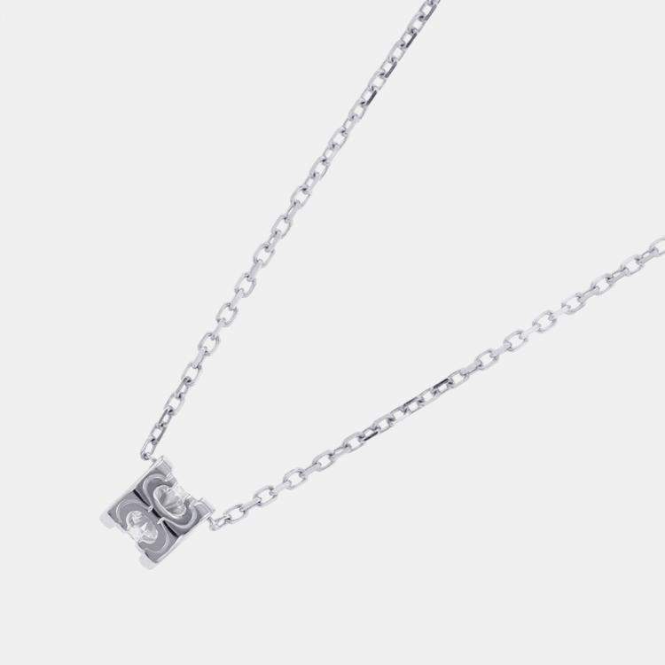 Pre Owned Cartier C De Cartier 18K White Gold and Diamond Pendant Necklace