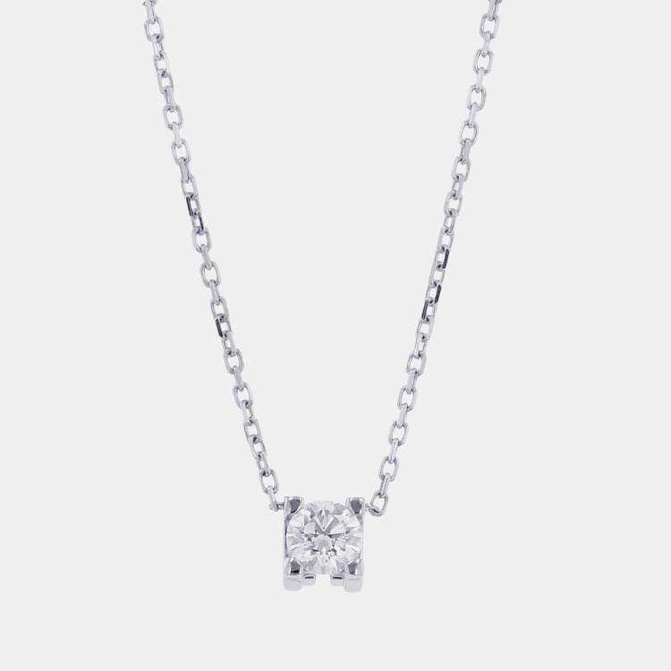 Pre Owned Cartier C De Cartier 18K White Gold and Diamond Pendant Necklace