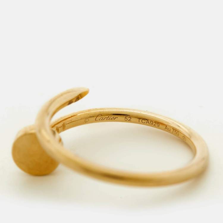 Pre Owned Cartier Juste Un Clou 18k Yellow Gold Small Model Ring Size 52