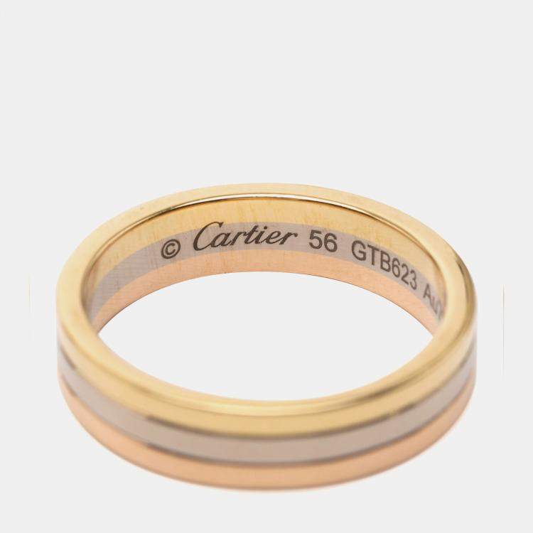 Pre Owned Cartier 18K Tricolor Gold Vendome Louis Cartier Wedding Band