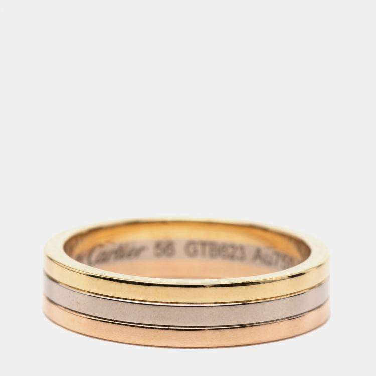 Pre Owned Cartier 18K Tricolor Gold Vendome Louis Cartier Wedding Band
