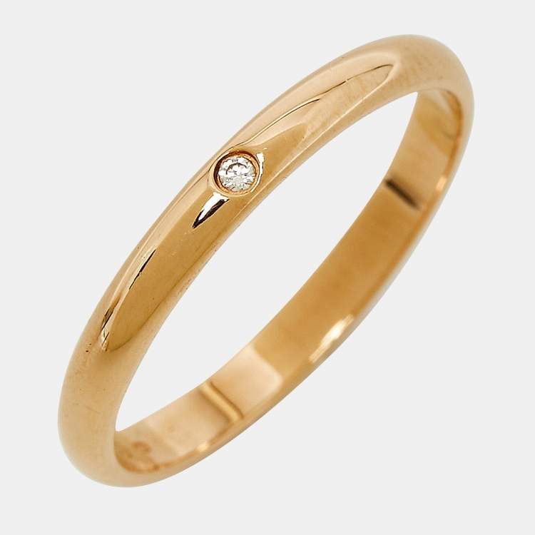 Pre Owned Cartier 1895 Diamond 18k Rose Gold Narrow Wedding Band Ring Size 59