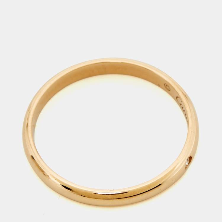 Pre Owned Cartier 1895 Diamond 18k Rose Gold Narrow Wedding Band Ring Size 59