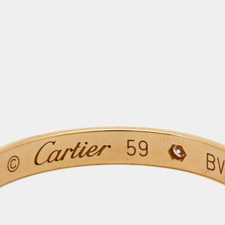 Pre Owned Cartier 1895 Diamond 18k Rose Gold Narrow Wedding Band Ring Size 59