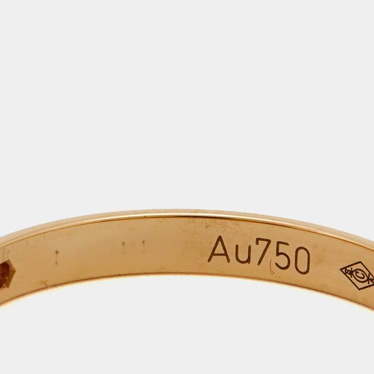 Pre Owned Cartier 1895 Diamond 18k Rose Gold Narrow Wedding Band Ring Size 59