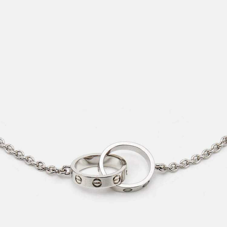 مملوكة مسبقًا Cartier Love Interlocking Motifs 18k White Gold Chain Bracelet