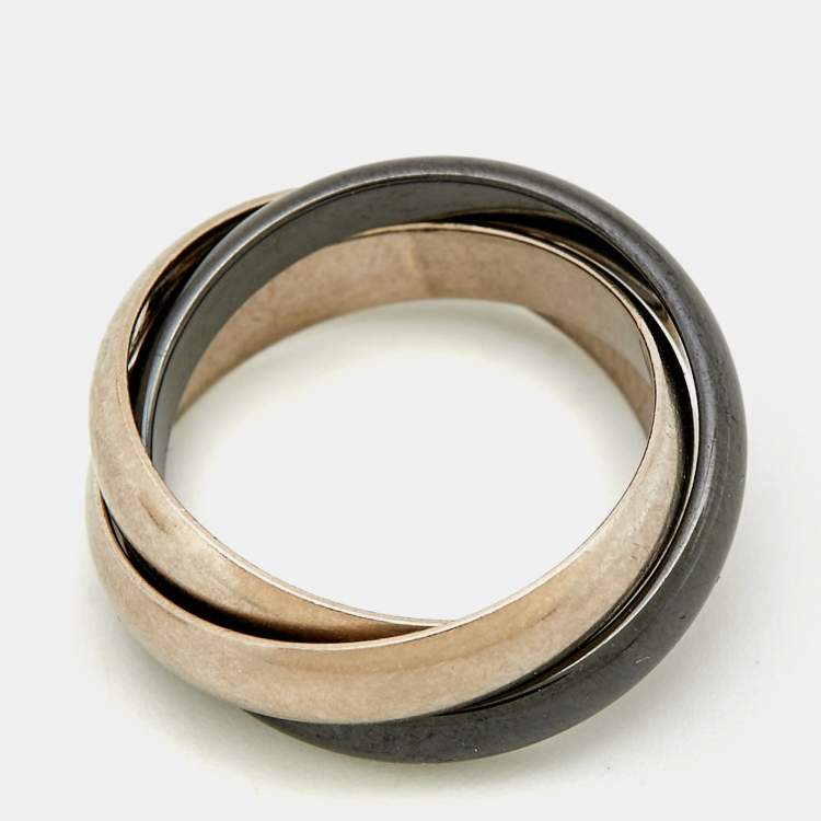 مملوكة مسبقًا خاتم كارتييه ترينيتي سيراميك ذهب أبيض عيار 18 مقاس 50