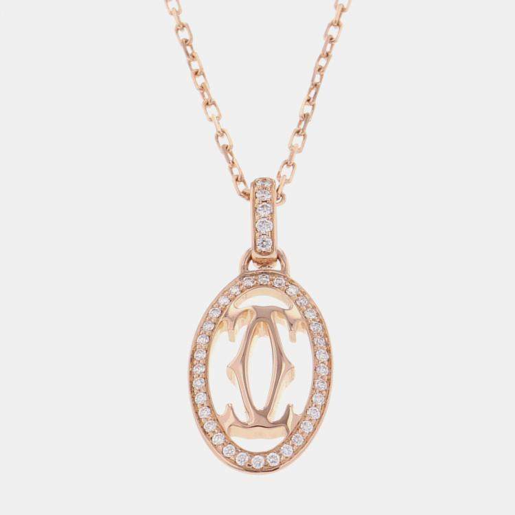 مملوكة مسبقًا Cartier Double C Diamond 18K Pink Gold Necklace