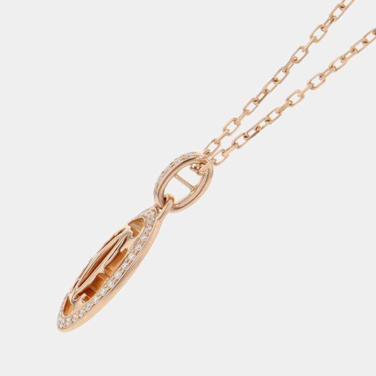 مملوكة مسبقًا Cartier Double C Diamond 18K Pink Gold Necklace